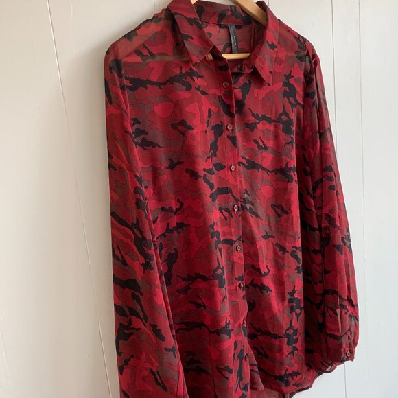 Ladies Red Camo Blouse - Picture 2 of 7